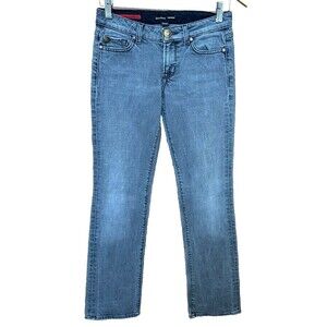 Guess Women's VTG Low Rise Straight Leg Distressed Black Jeans Size 26